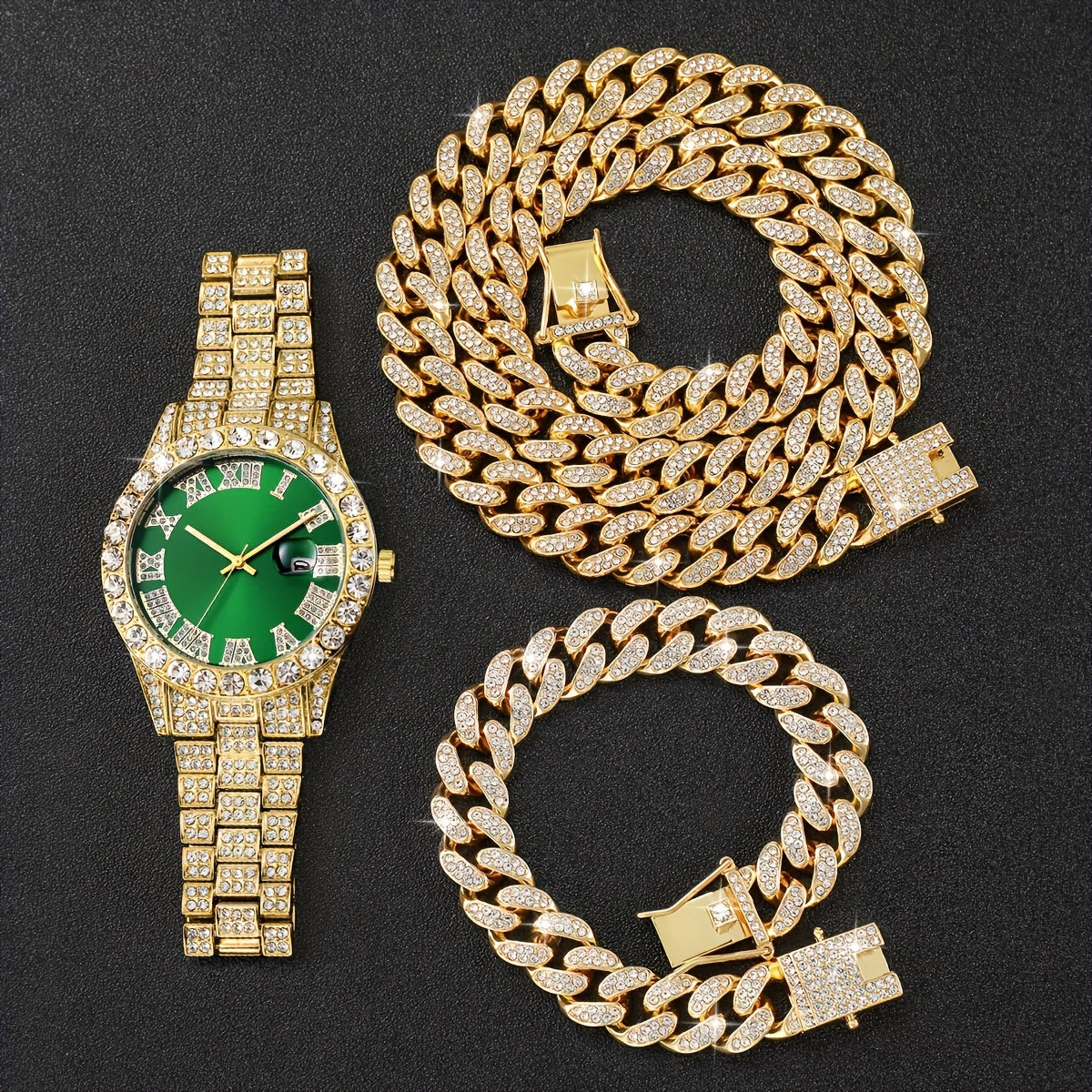 3pcs Women’s Stainless Steel Quartz Watch & Jewelry Set