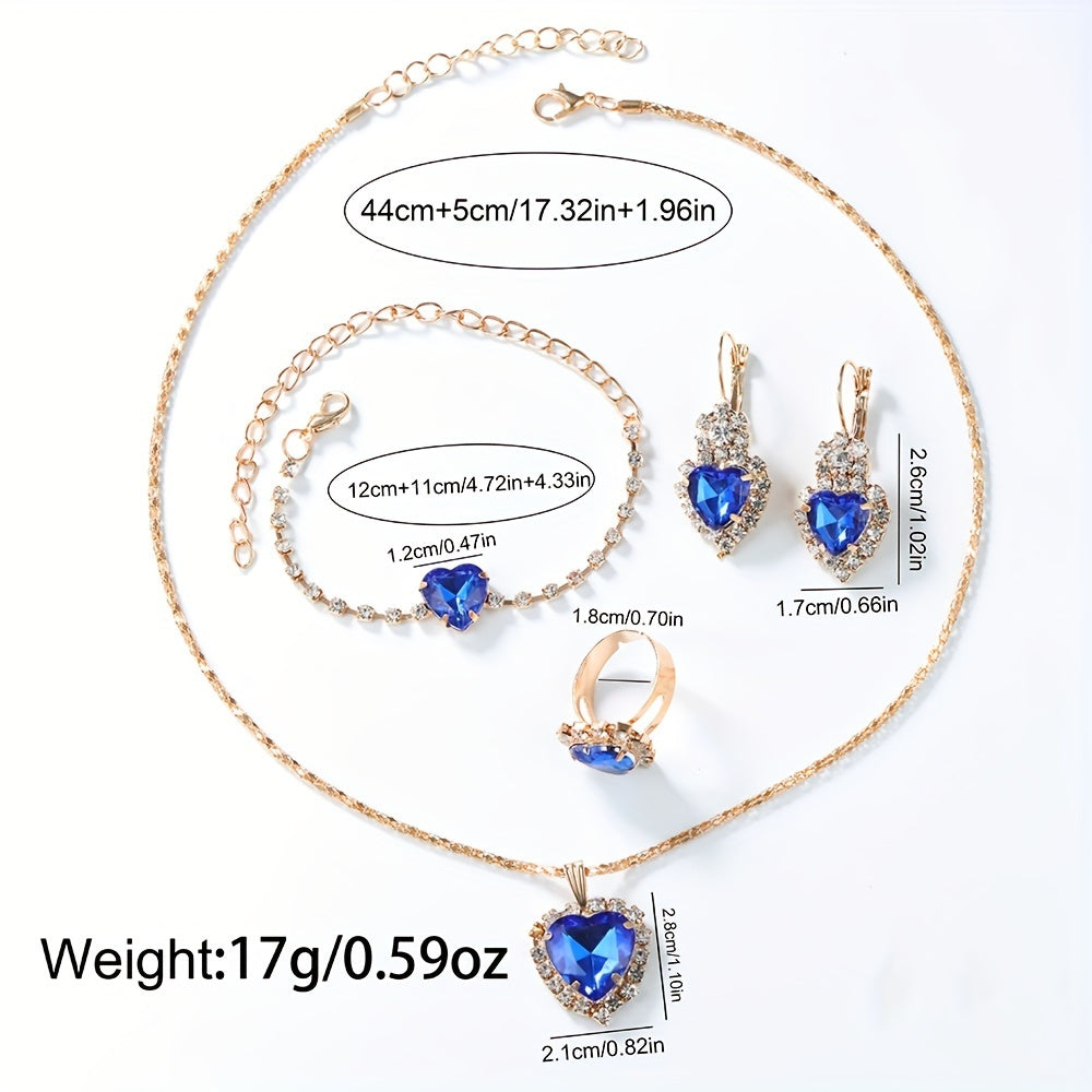 6-Piece Women’s Quartz Watch & Heart-Shaped Jewelry Set – Alloy Timepieces