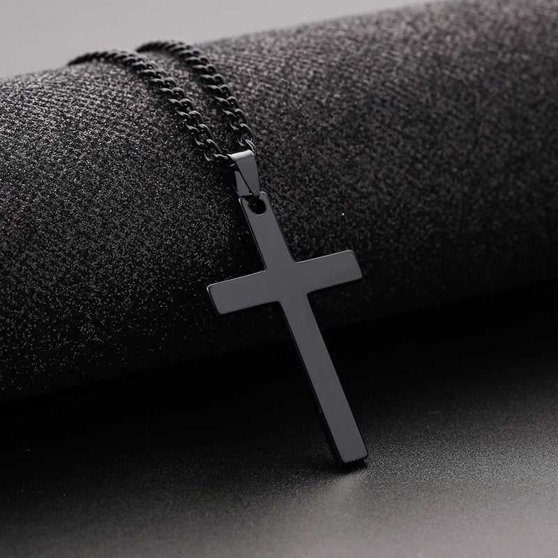 Black Cross Pendant Necklace – Stylish Men’s Fashion Jewelry