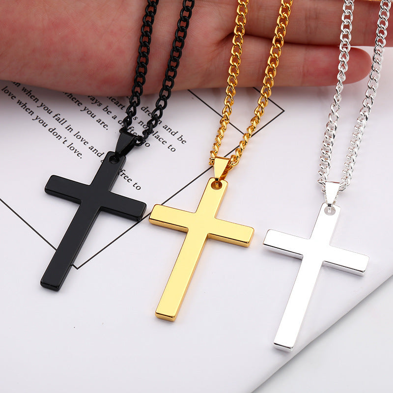 Black Cross Pendant Necklace – Stylish Men’s Fashion Jewelry