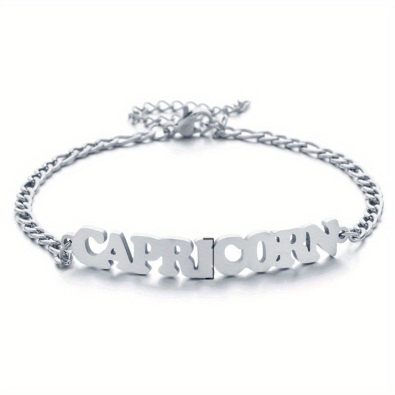 Zodiac Letter Pendant Bracelet – Stylish Stainless Steel Jewelry