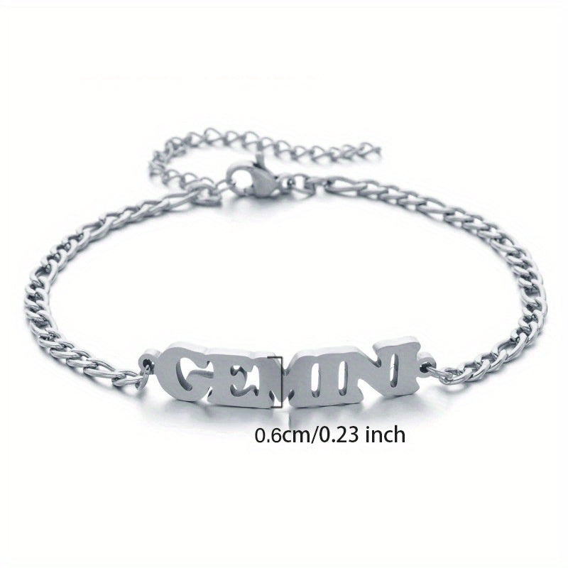 Zodiac Letter Pendant Bracelet – Stylish Stainless Steel Jewelry
