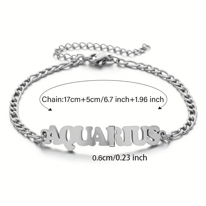 Zodiac Letter Pendant Bracelet – Stylish Stainless Steel Jewelry