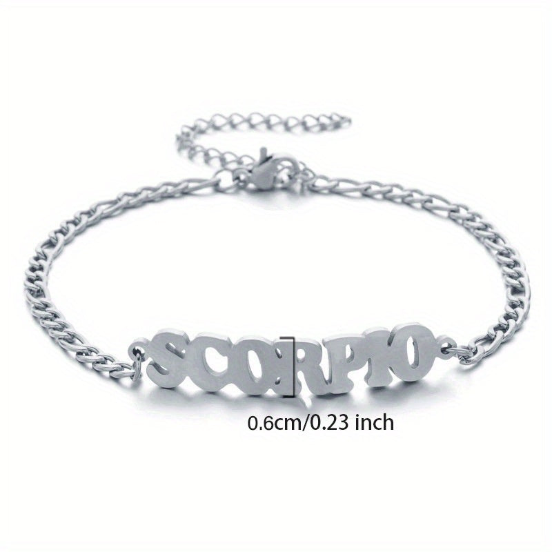Zodiac Letter Pendant Bracelet – Stylish Stainless Steel Jewelry