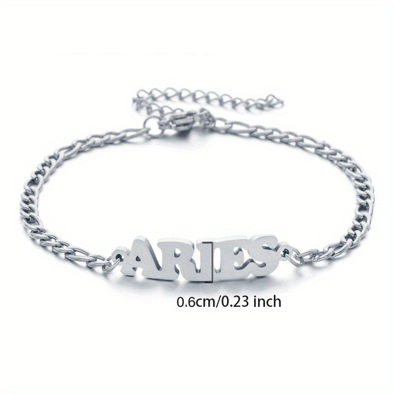 Zodiac Letter Pendant Bracelet – Stylish Stainless Steel Jewelry