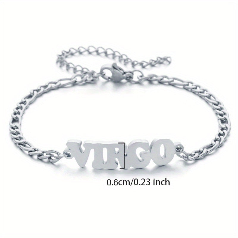 Zodiac Letter Pendant Bracelet – Stylish Stainless Steel Jewelry
