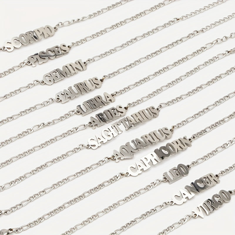 Zodiac Letter Pendant Bracelet – Stylish Stainless Steel Jewelry