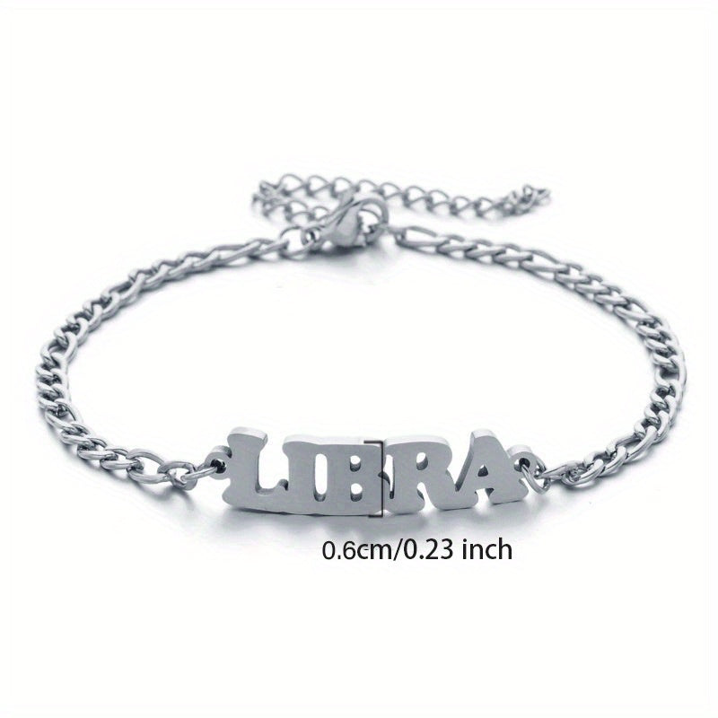 Zodiac Letter Pendant Bracelet – Stylish Stainless Steel Jewelry