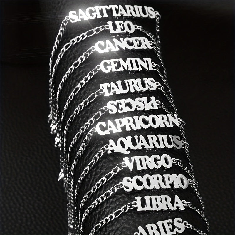 Zodiac Letter Pendant Bracelet – Stylish Stainless Steel Jewelry