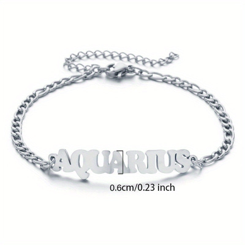 Zodiac Letter Pendant Bracelet – Stylish Stainless Steel Jewelry