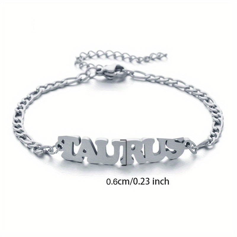 Zodiac Letter Pendant Bracelet – Stylish Stainless Steel Jewelry