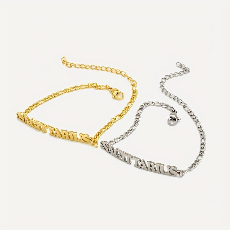 Zodiac Letter Pendant Bracelet – Stylish Stainless Steel Jewelry