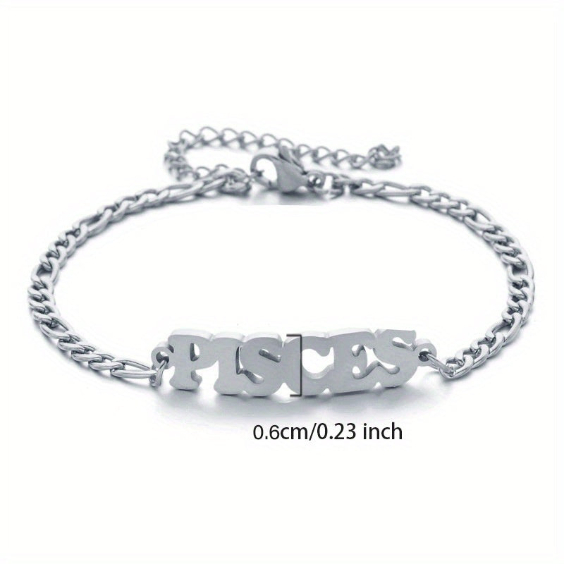 Zodiac Letter Pendant Bracelet – Stylish Stainless Steel Jewelry