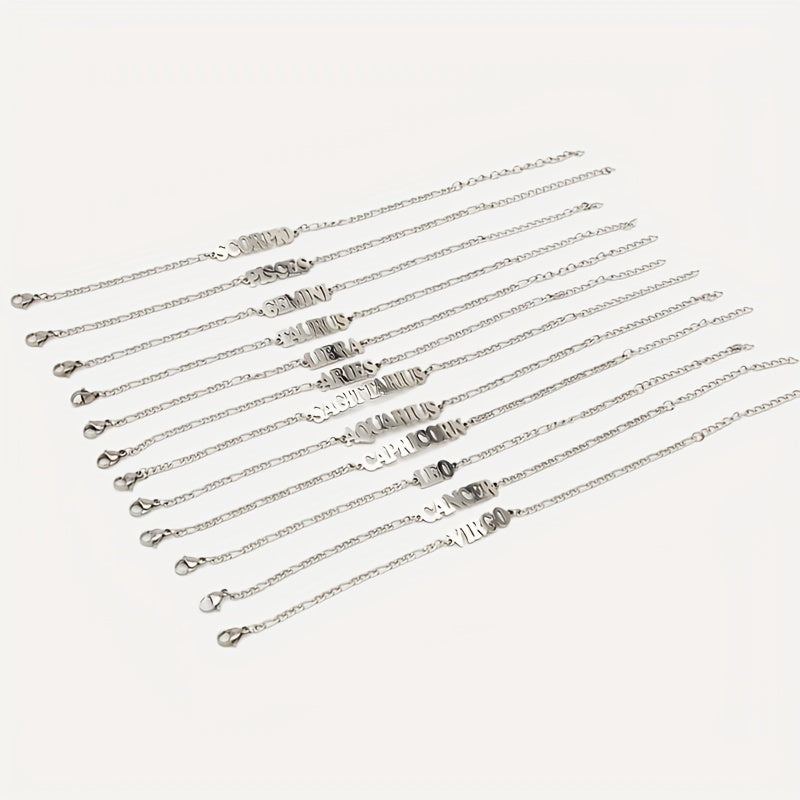 Zodiac Letter Pendant Bracelet – Stylish Stainless Steel Jewelry