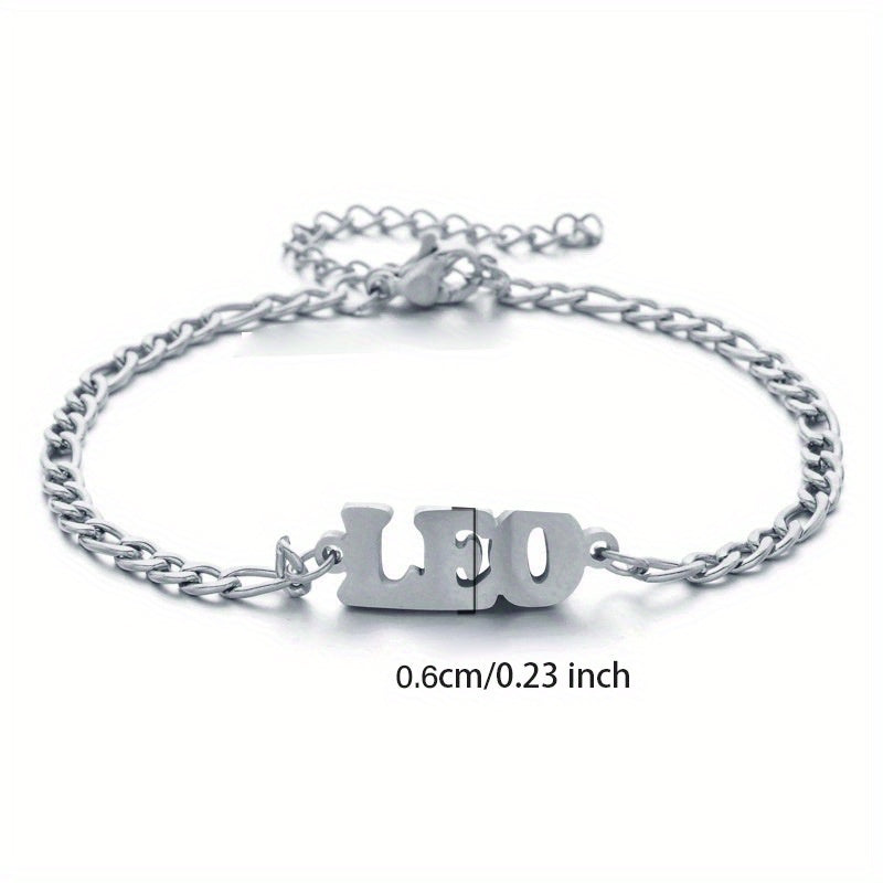 Zodiac Letter Pendant Bracelet – Stylish Stainless Steel Jewelry
