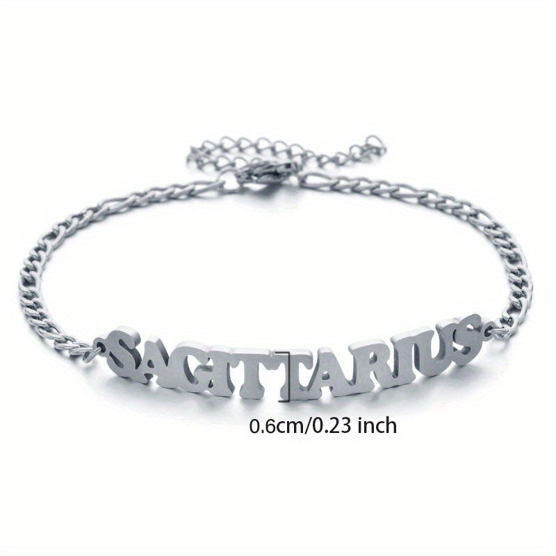 Zodiac Letter Pendant Bracelet – Stylish Stainless Steel Jewelry