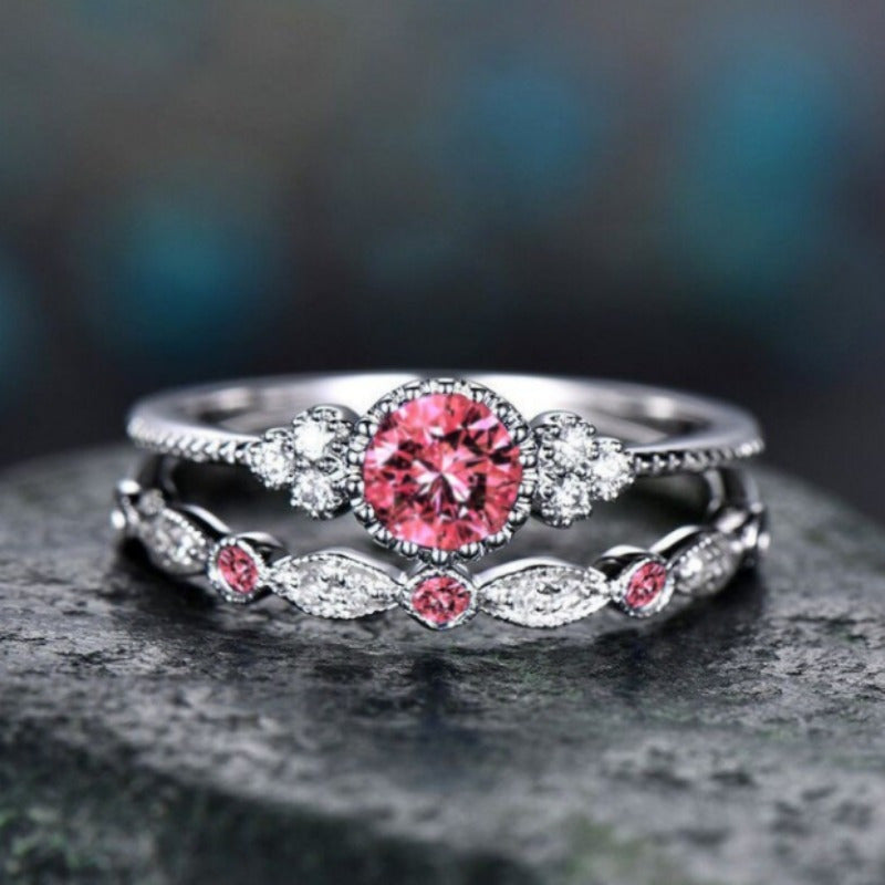 Luxury Women’s 2-Piece Crystal Ring Set – Wedding & Party Jewelry