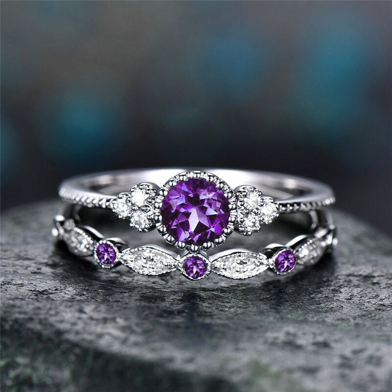 Luxury Women’s 2-Piece Crystal Ring Set – Wedding & Party Jewelry