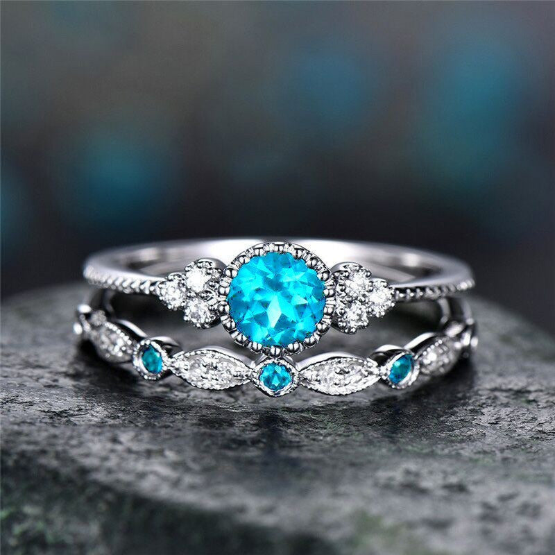 Luxury Women’s 2-Piece Crystal Ring Set – Wedding & Party Jewelry