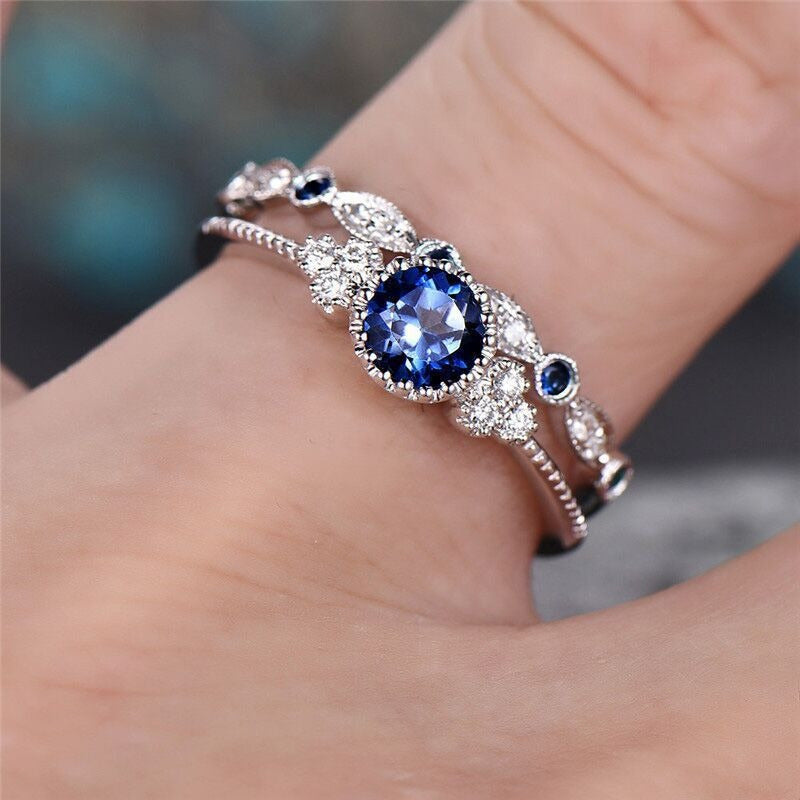 Luxury Women’s 2-Piece Crystal Ring Set – Wedding & Party Jewelry