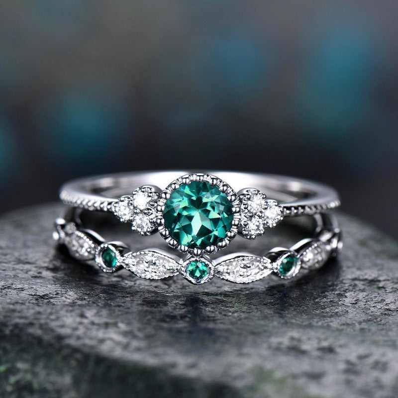 Luxury Women’s 2-Piece Crystal Ring Set – Wedding & Party Jewelry