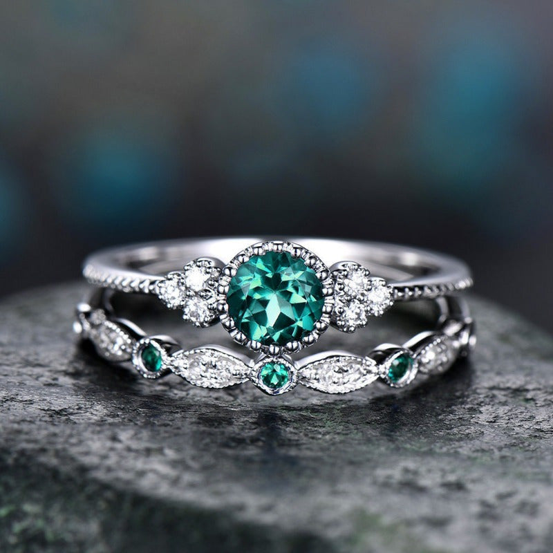 Luxury Women’s 2-Piece Crystal Ring Set – Wedding & Party Jewelry