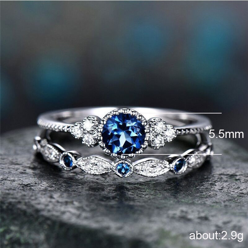 Luxury Women’s 2-Piece Crystal Ring Set – Wedding & Party Jewelry