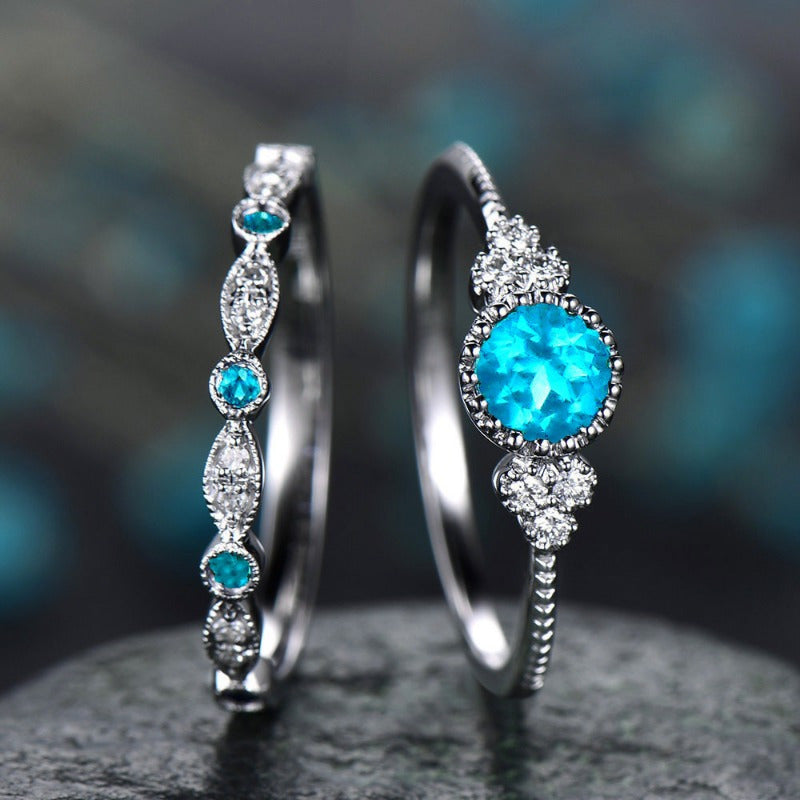 Luxury Women’s 2-Piece Crystal Ring Set – Wedding & Party Jewelry