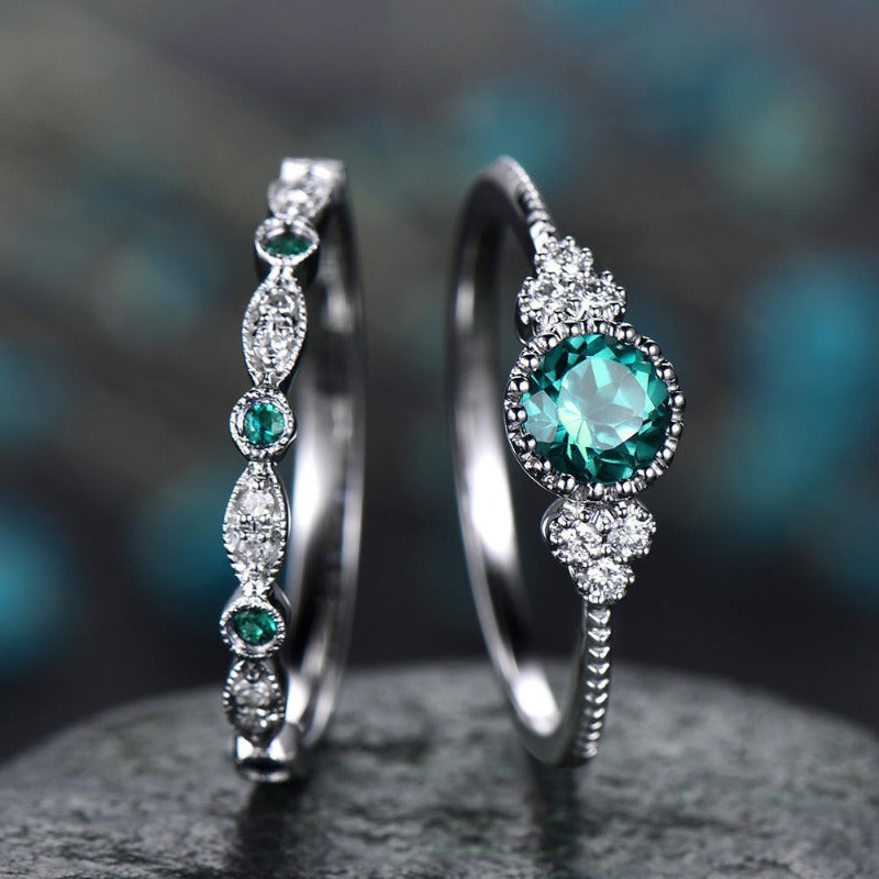 Luxury Women’s 2-Piece Crystal Ring Set – Wedding & Party Jewelry