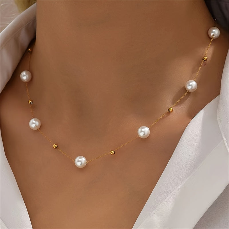 Baroque Imitation Pearl Necklace – Elegant 18K Gold Plated Jewelry