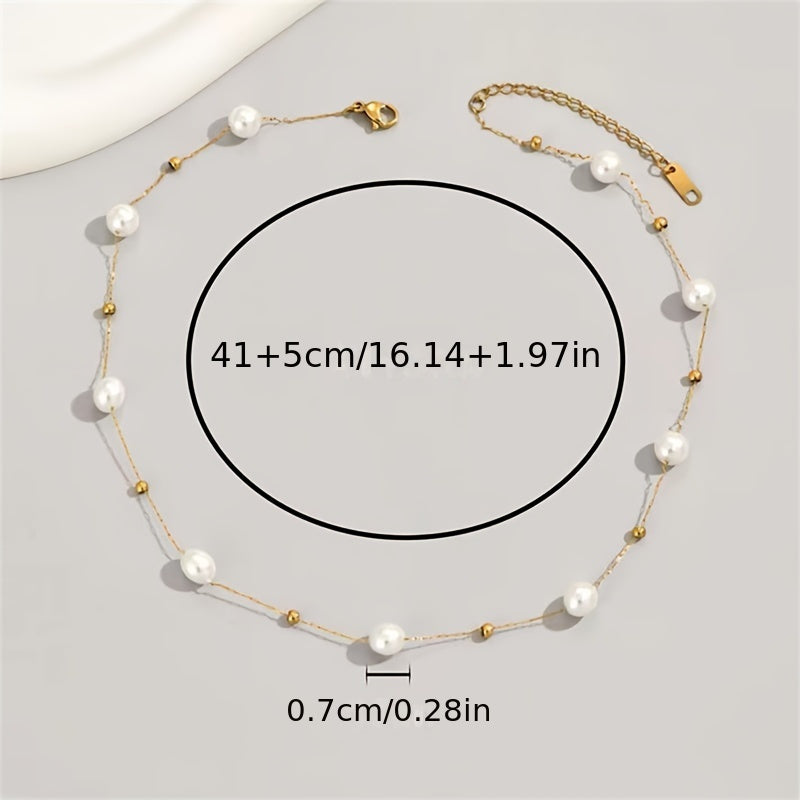 Baroque Imitation Pearl Necklace – Elegant 18K Gold Plated Jewelry