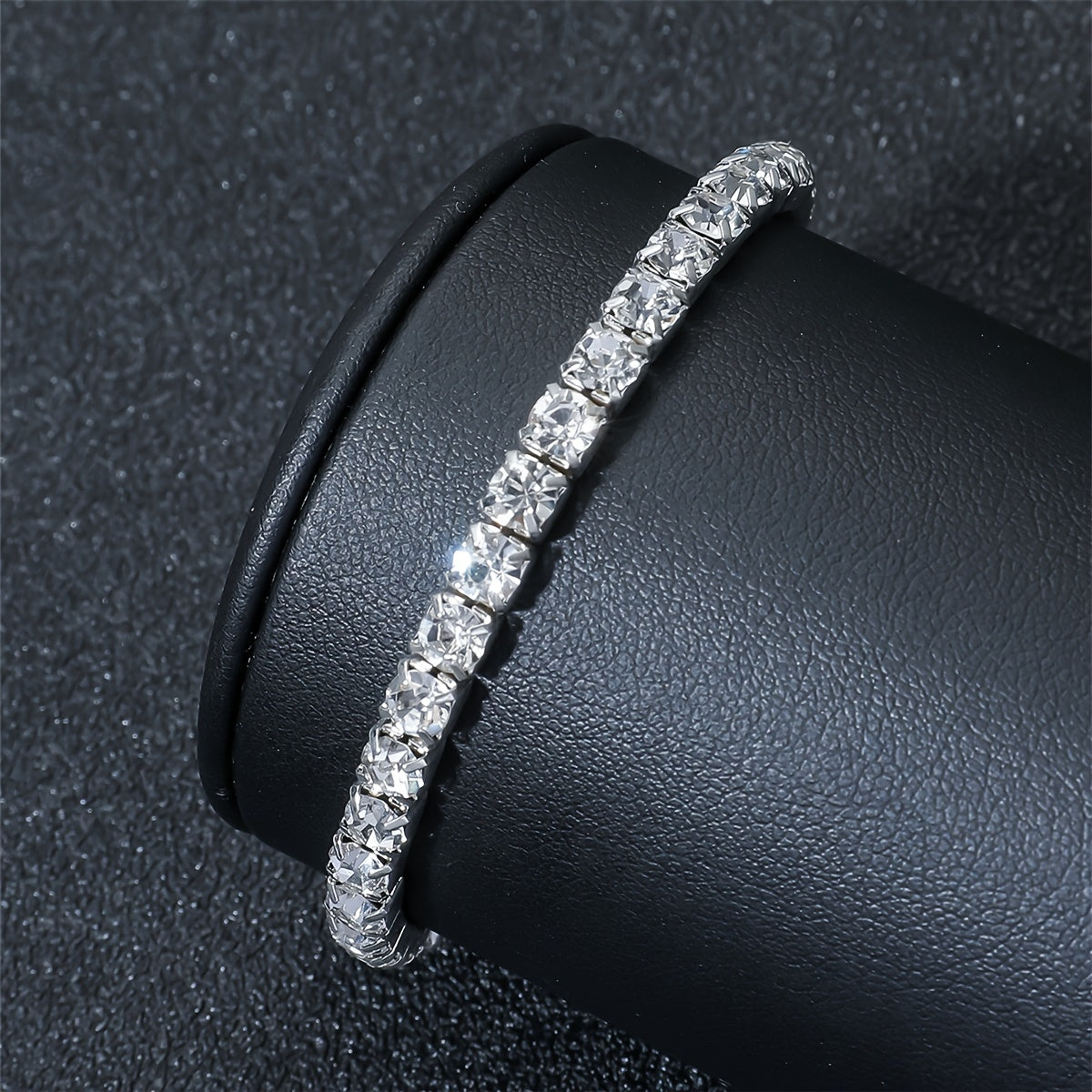 Tennis Link Rhinestone Bracelet – Sparkling Stretch Jewelry for Men & Women