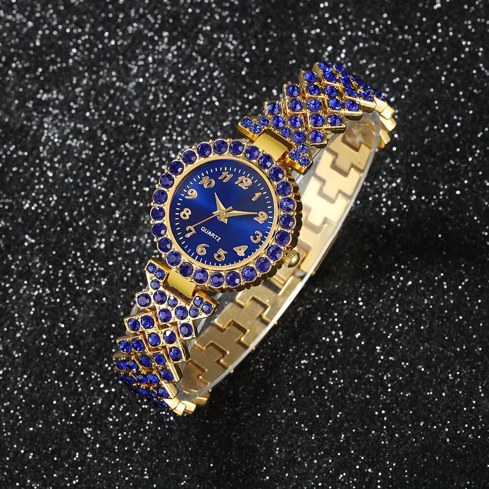 6-Piece Women’s Quartz Watch & Heart-Shaped Jewelry Set – Alloy Timepieces