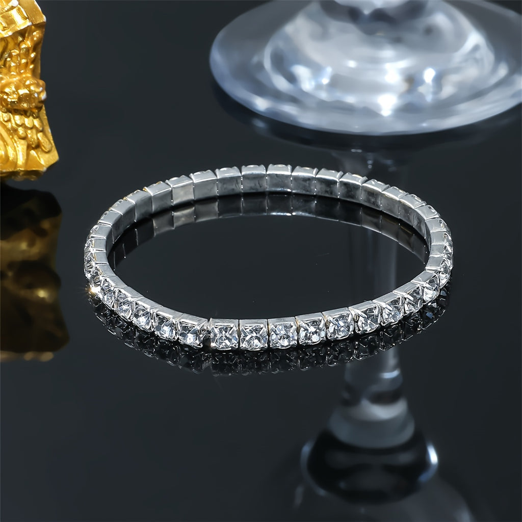 Tennis Link Rhinestone Bracelet – Sparkling Stretch Jewelry for Men & Women
