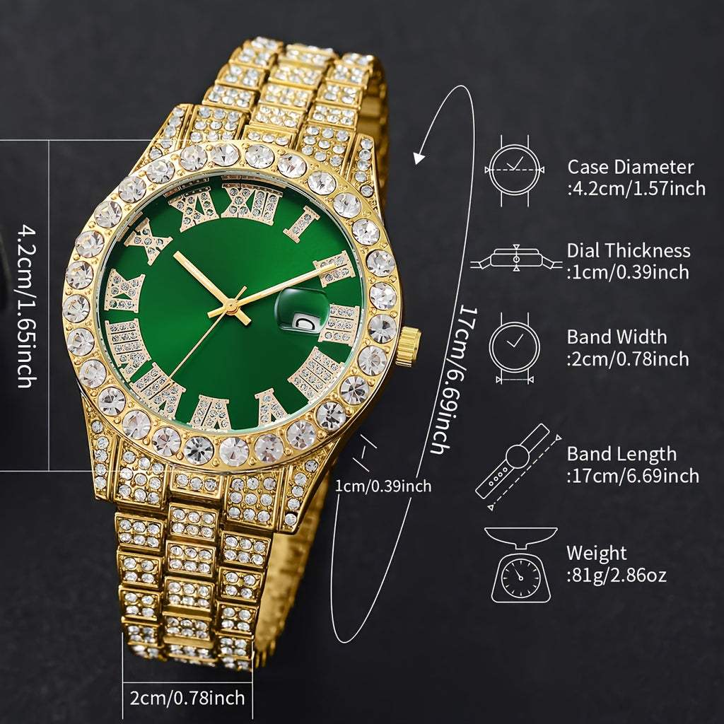 3pcs Women’s Stainless Steel Quartz Watch & Jewelry Set