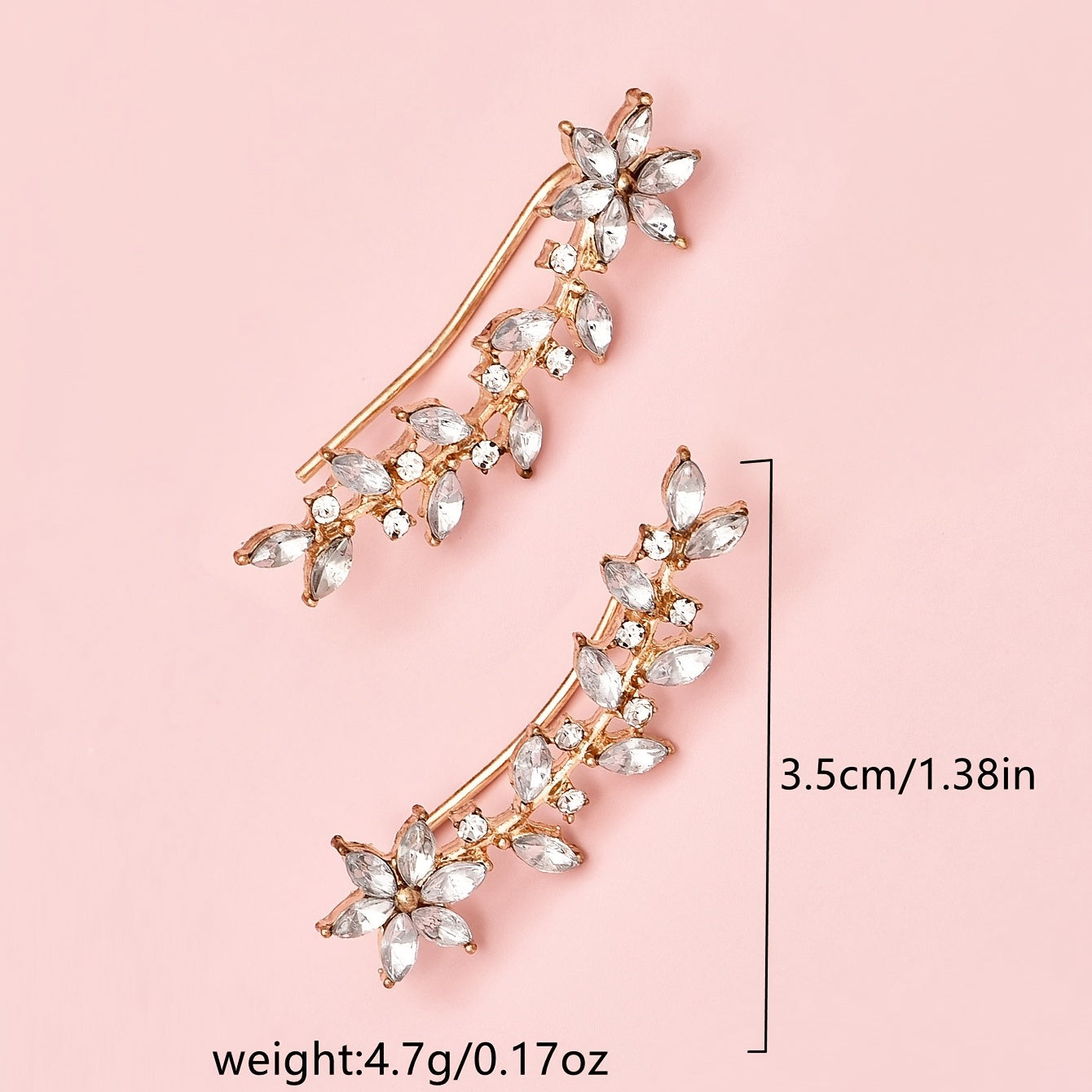 Bohemian Crystal Leaf Earrings – Rose Flower Dangle & Stud Jewelry