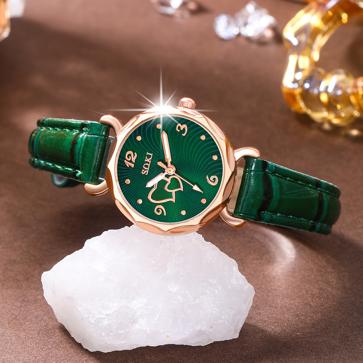 6-Piece Women’s Quartz Watch & Heart Jewelry Set – Fashionable Gift Set