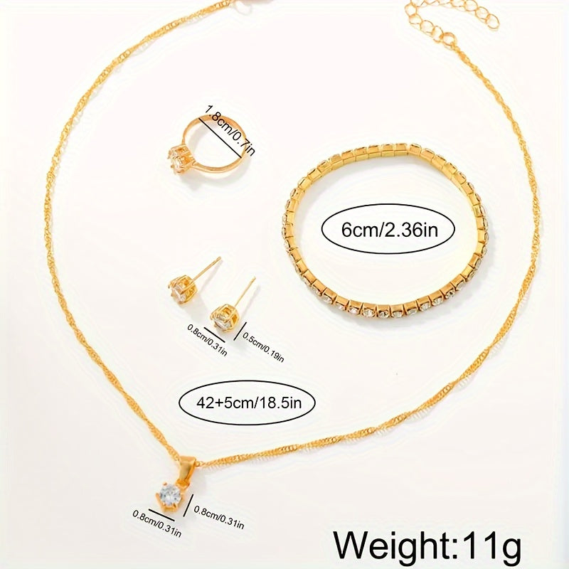 Ladies’ Quartz Watch & 6-Piece Jewelry Set – Elegant Timepiece & Accessories