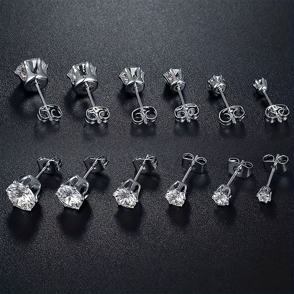 6-Prong Zirconia Stud Earrings – Sparkling 18K Gold Jewelry