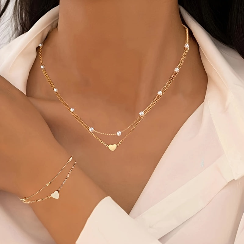 3-Piece Women’s Imitation Pearl Jewelry Set – Necklace & Bracelet