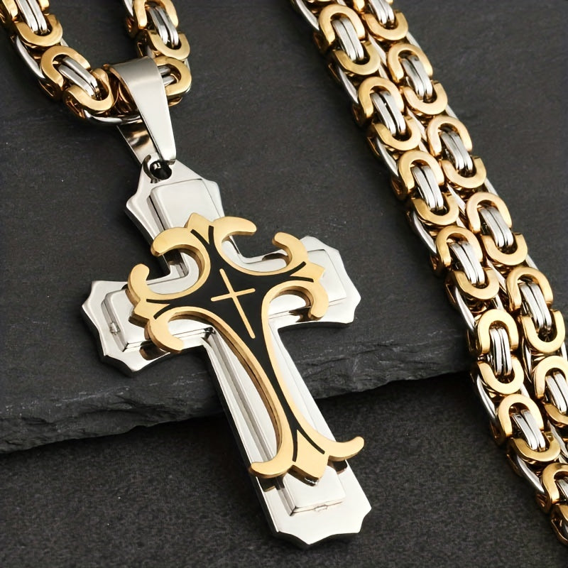 Men’s Vintage Multi-Layer Pendant Necklace – Stylish Gold Jewelry