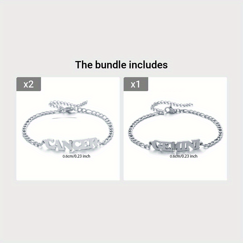 Zodiac Letter Pendant Bracelet – Stylish Stainless Steel Jewelry