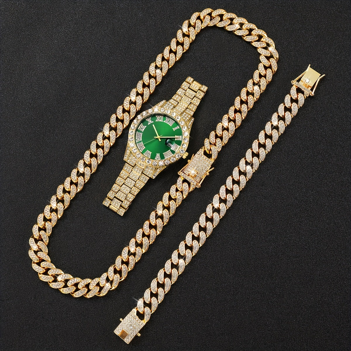 3pcs Women’s Stainless Steel Quartz Watch & Jewelry Set