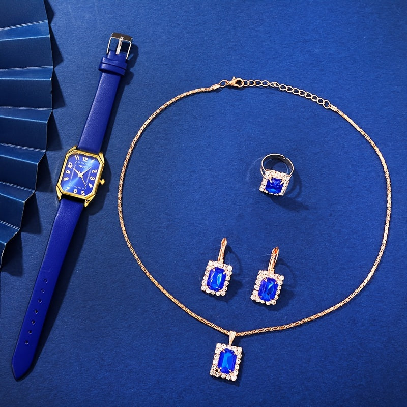 Retro Women’s Watch & Jewelry Set – Elegant 5/6-Piece Gift Set