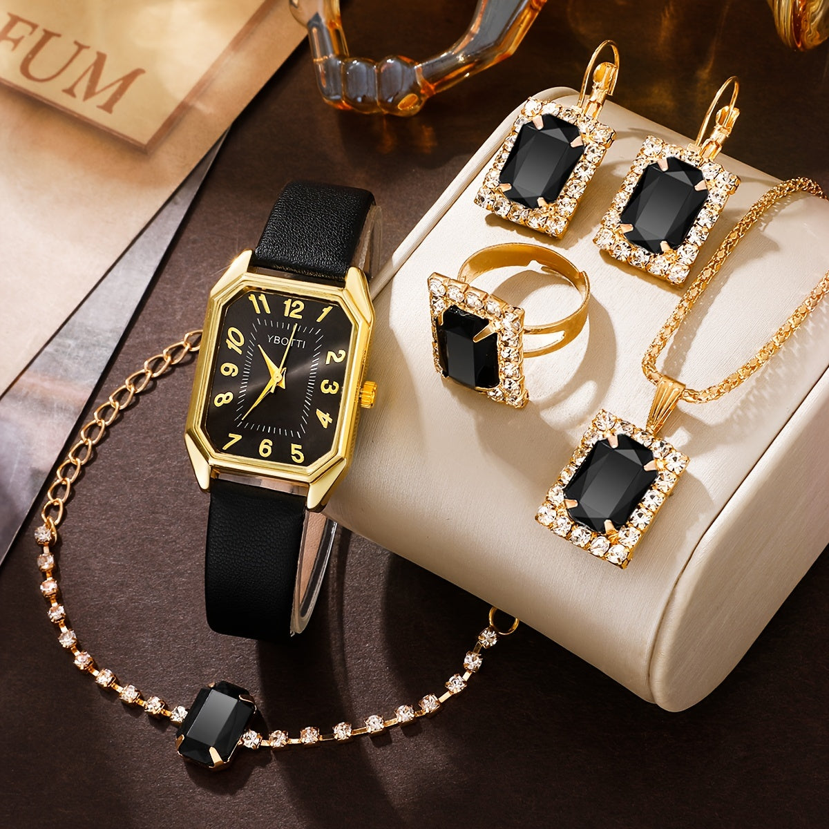 Retro Women’s Watch & Jewelry Set – Elegant 5/6-Piece Gift Set
