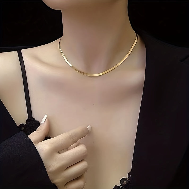 Golden Stainless Steel Necklace – Simple & Elegant Daily Jewelry for Women
