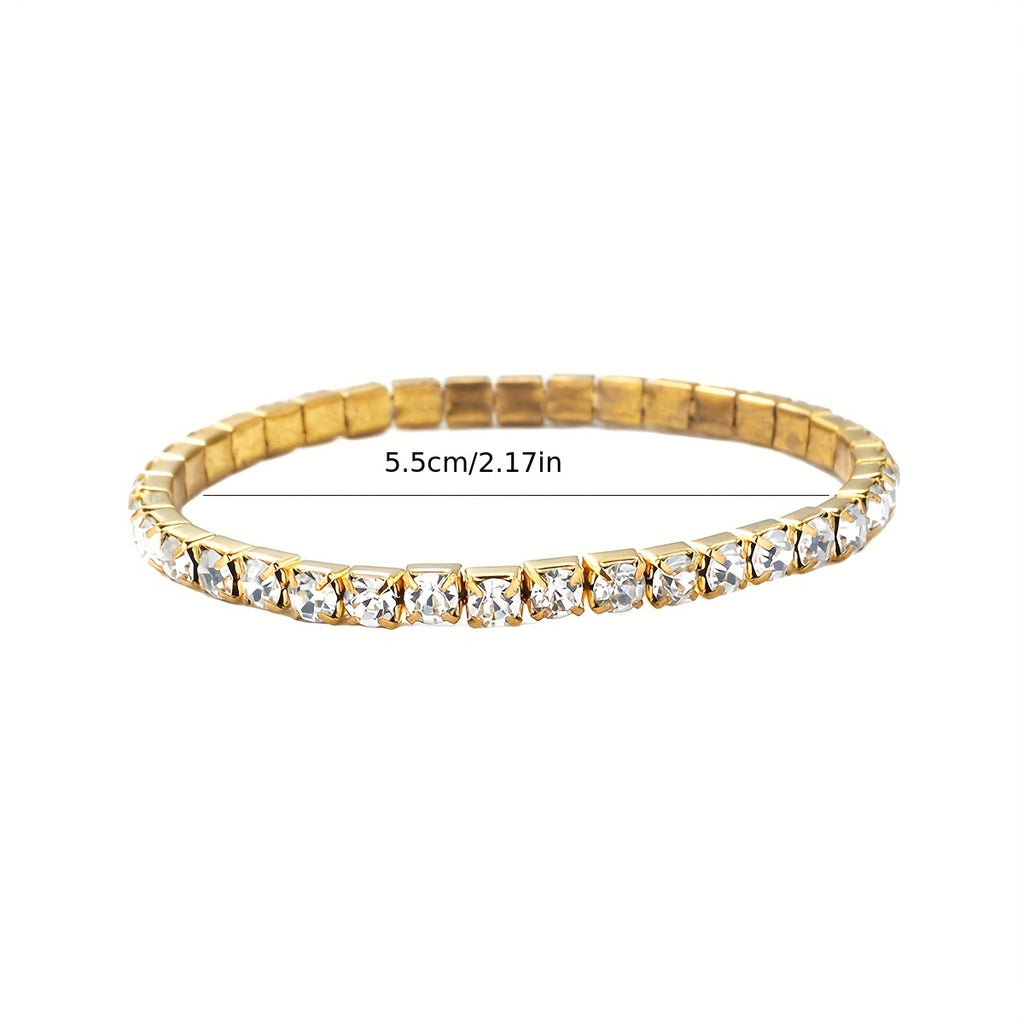Tennis Link Rhinestone Bracelet – Sparkling Stretch Jewelry for Men & Women