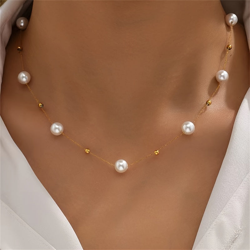 Baroque Imitation Pearl Necklace – Elegant 18K Gold Plated Jewelry