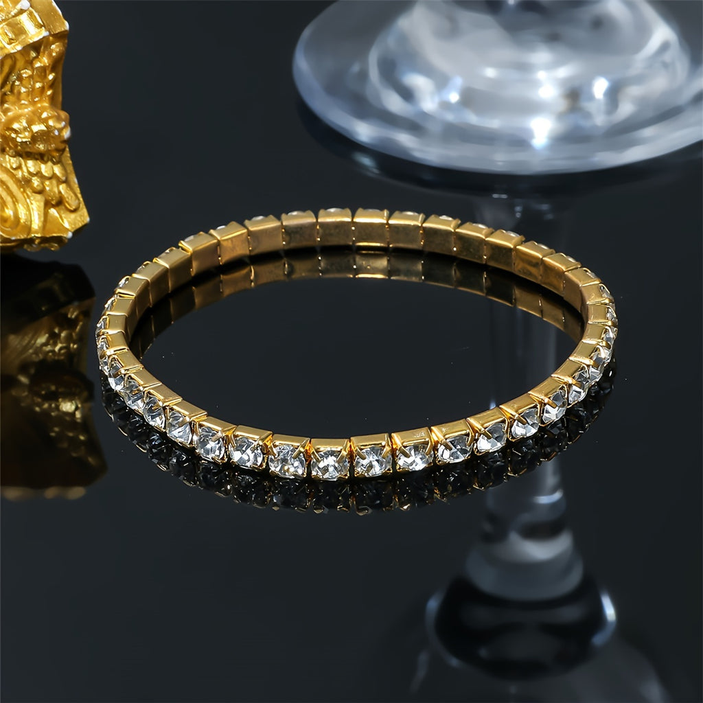 Tennis Link Rhinestone Bracelet – Sparkling Stretch Jewelry for Men & Women