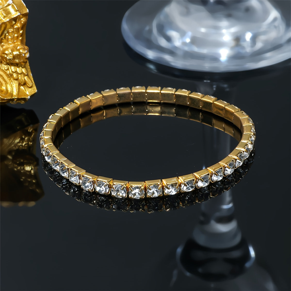 Tennis Link Rhinestone Bracelet – Sparkling Stretch Jewelry for Men & Women